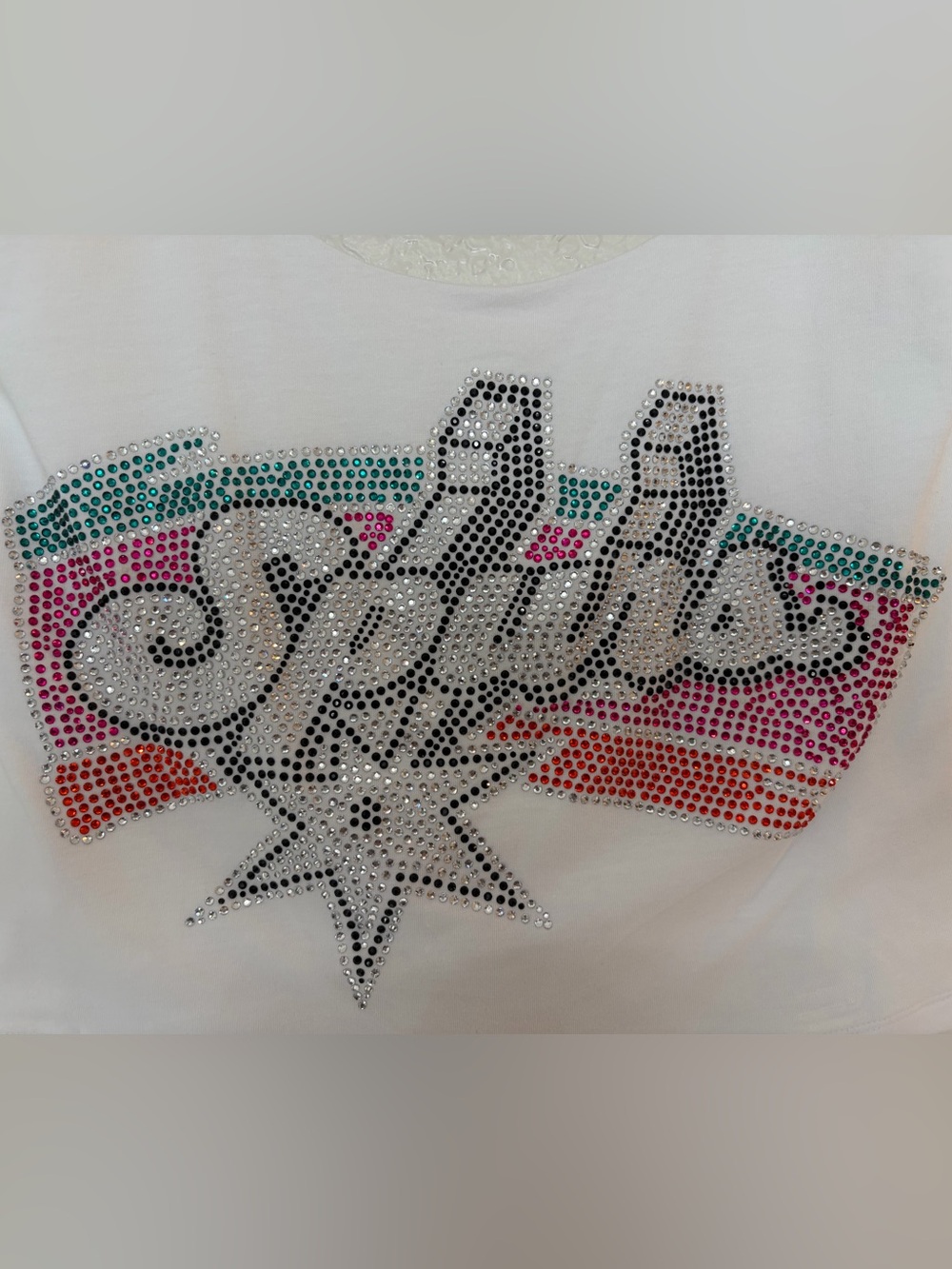 NWOT Ambiance White Rhinestoned San Antonio Spurs Halter Tank Women's US Size L